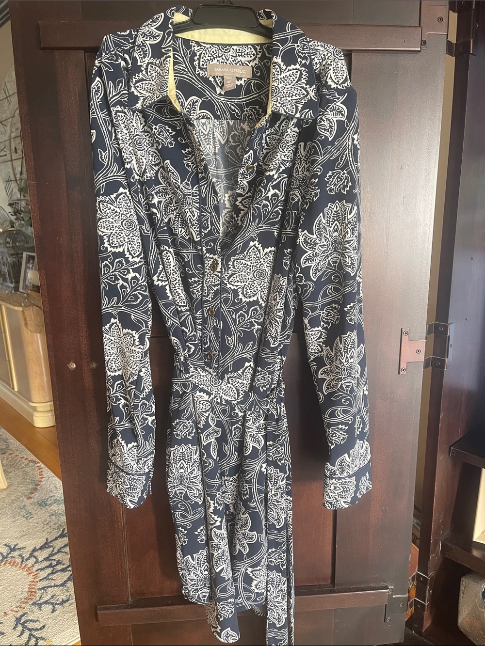 Banana Republic Navy and White Floral Shirt Dress
